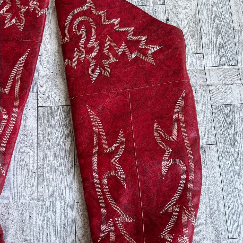 Elegant Red Heeled Boots for Women - Picture 8 of 13
